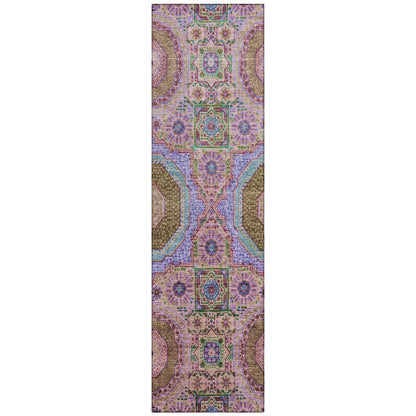 Machine Washable Indoor/Outdoor Chantille Pink 2'3" x 7'6" Runner Rug