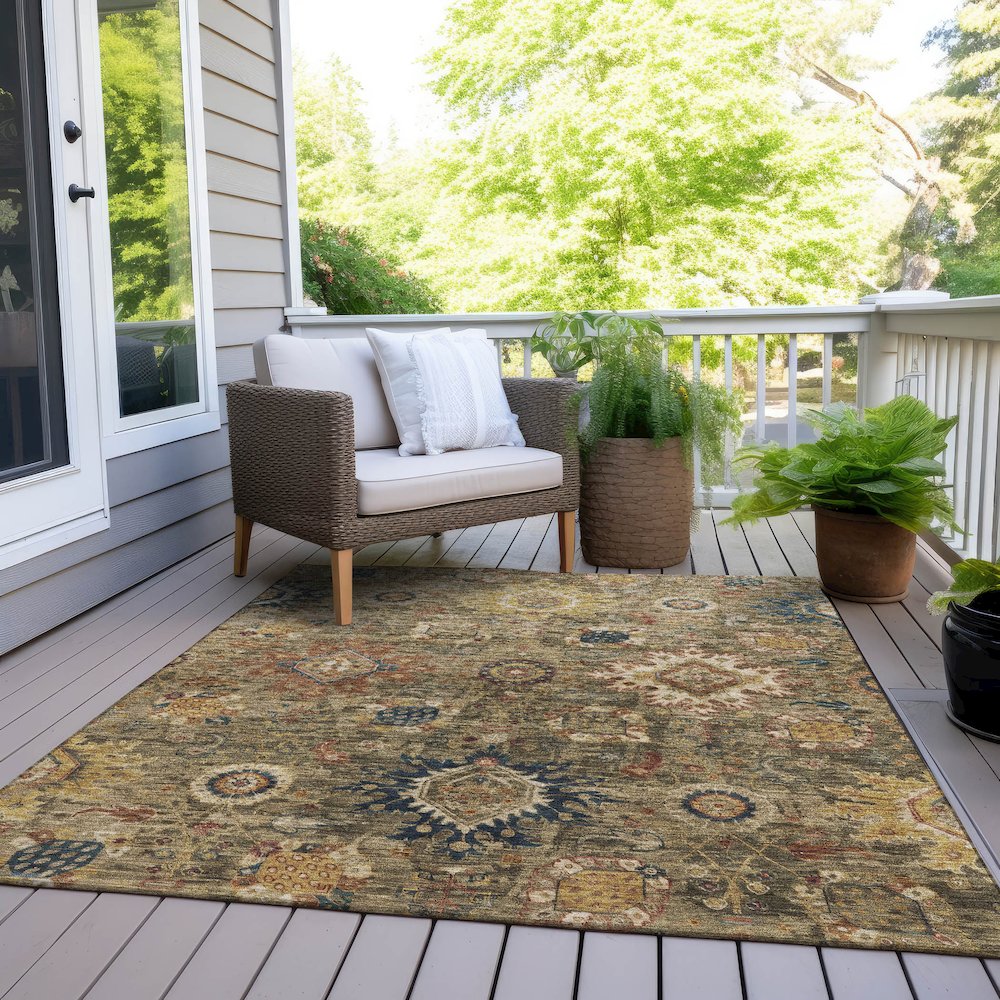 Machine Washable Indoor/Outdoor Chantille Brown 2'6" x 3'10" Rug