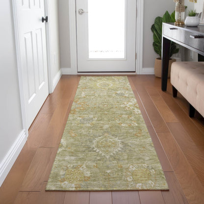 Machine Washable Indoor/Outdoor Chantille Sage 2'3" x 7'6" Runner Rug