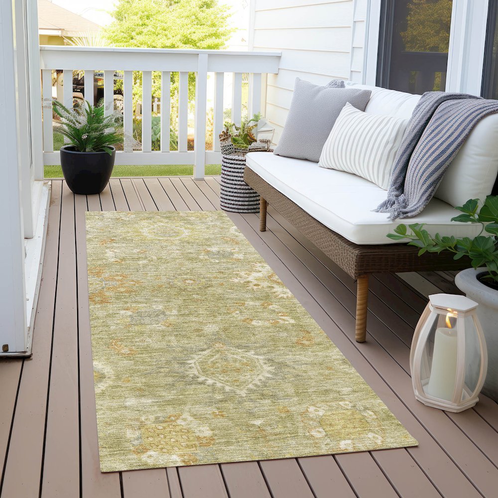 Machine Washable Indoor/Outdoor Chantille Sage 2'3" x 7'6" Runner Rug