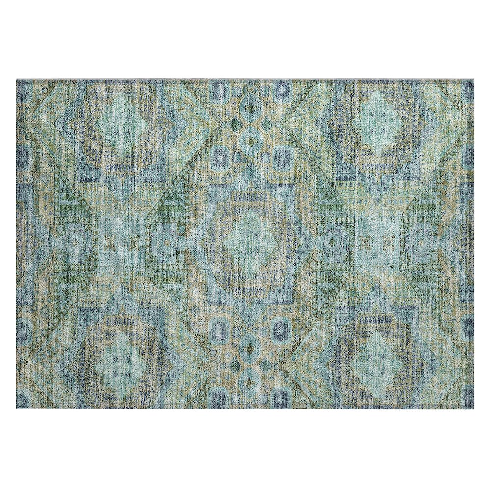 Machine Washable Indoor/Outdoor Chantille Green 1'8" x 2'6" Rug