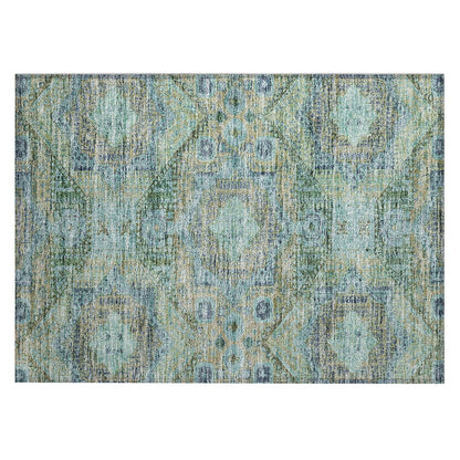 Machine Washable Indoor/Outdoor Chantille Green 1'8" x 2'6" Rug