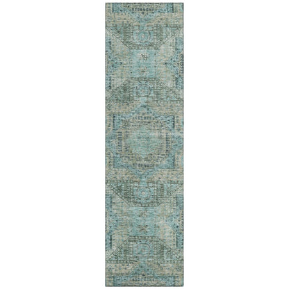 Machine Washable Indoor/Outdoor Chantille Sage 2'3" x 7'6" Runner Rug