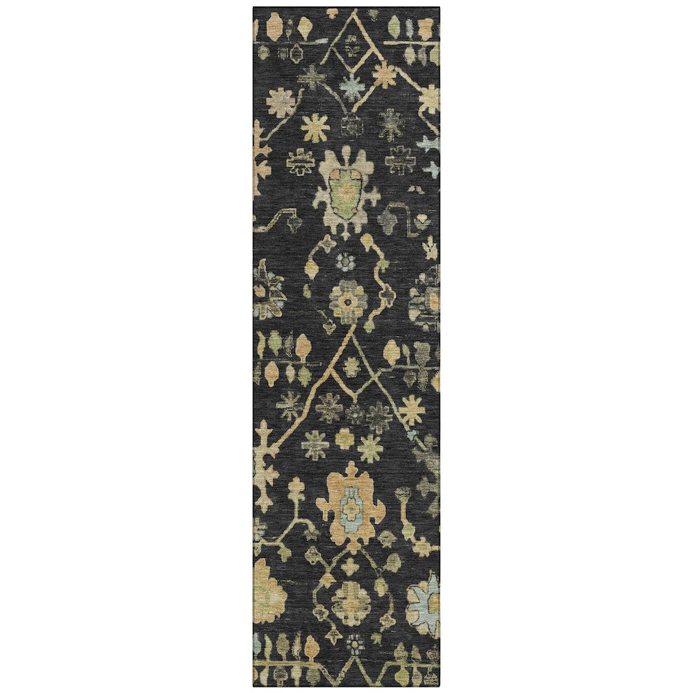 Machine Washable Indoor/Outdoor Chantille Black 2'3" x 7'6" Runner Rug