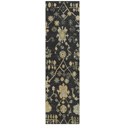 Machine Washable Indoor/Outdoor Chantille Black 2'3" x 7'6" Runner Rug