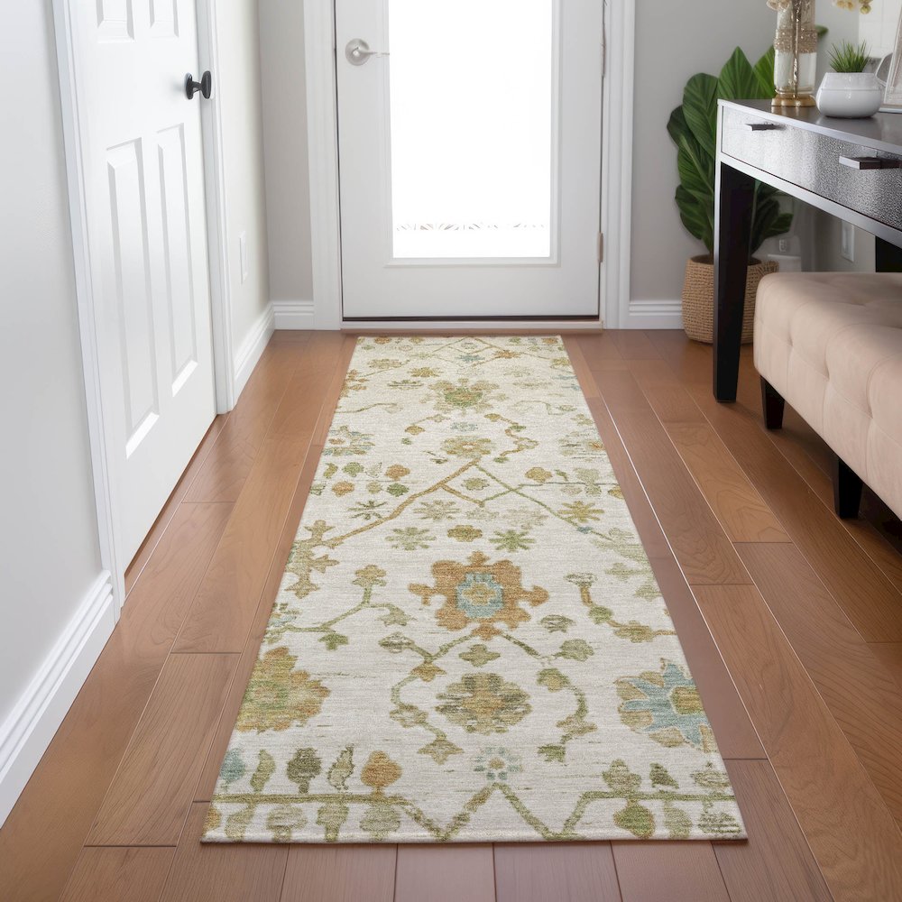 Machine Washable Indoor/Outdoor Chantille Ivory 2'3" x 7'6" Runner Rug