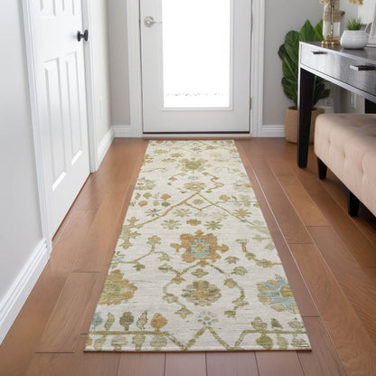 Machine Washable Indoor/Outdoor Chantille Ivory 2'3" x 7'6" Runner Rug