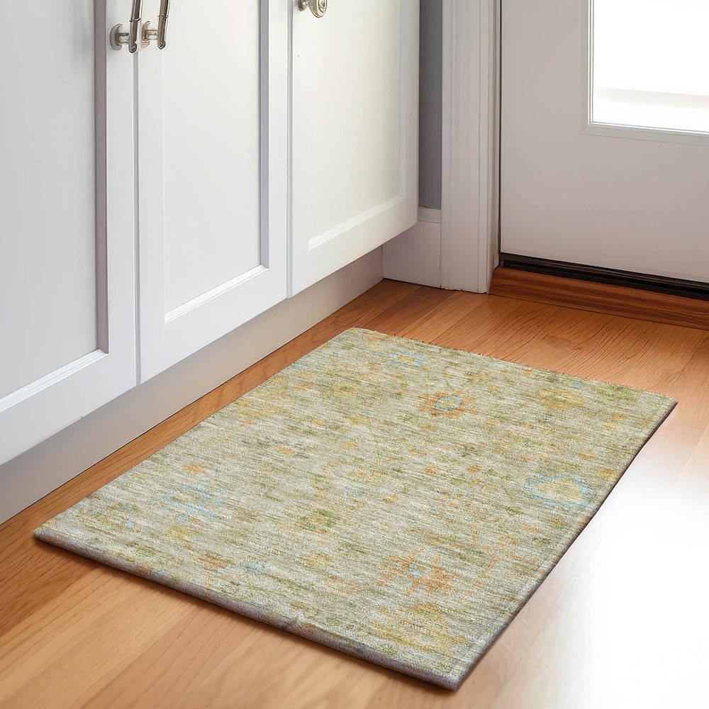 Machine Washable Indoor/Outdoor Chantille Khaki 1'8" x 2'6" Rug