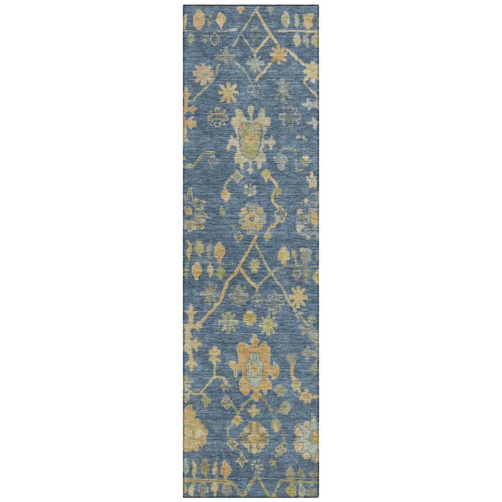 Machine Washable Indoor/Outdoor Chantille Navy 2'3" x 7'6" Runner Rug