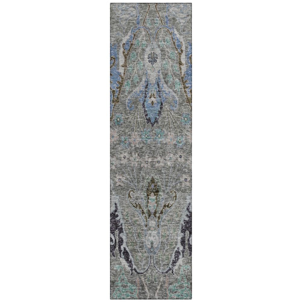 Machine Washable Indoor/Outdoor Chantille Pewter 2'3" x 7'6" Runner Rug