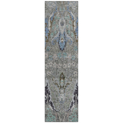 Machine Washable Indoor/Outdoor Chantille Pewter 2'3" x 7'6" Runner Rug