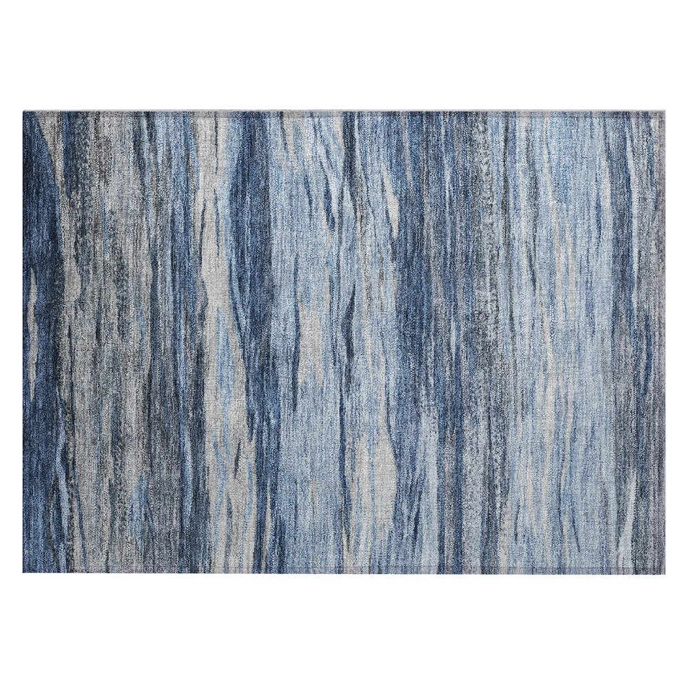Machine Washable Indoor/Outdoor Chantille Blue 1'8" x 2'6" Rug