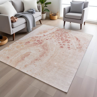 Machine Washable Indoor/Outdoor Chantille Salmon 2'6" x 3'10" Rug