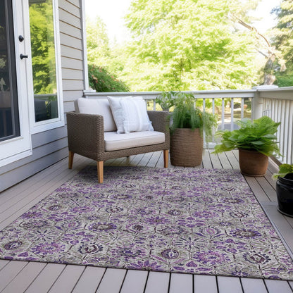 Machine Washable Indoor/Outdoor Chantille Purple 2'6" x 3'10" Rug