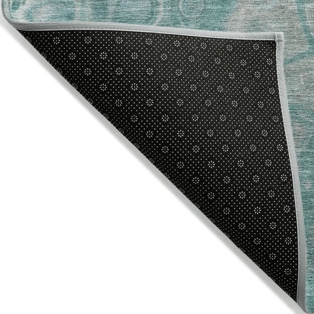Machine Washable Indoor/Outdoor Chantille Aqua 1'8" x 2'6" Rug