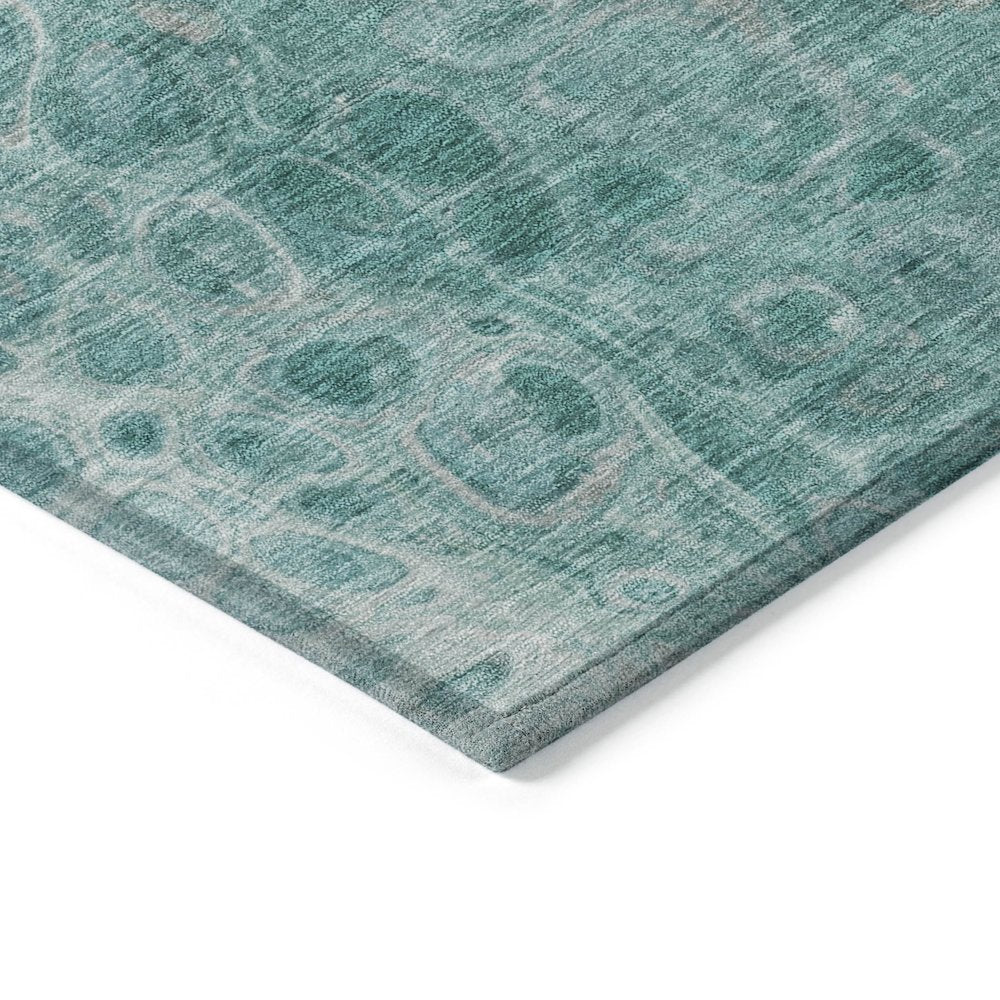 Machine Washable Indoor/Outdoor Chantille Aqua 1'8" x 2'6" Rug