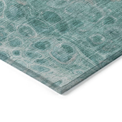 Machine Washable Indoor/Outdoor Chantille Aqua 1'8" x 2'6" Rug