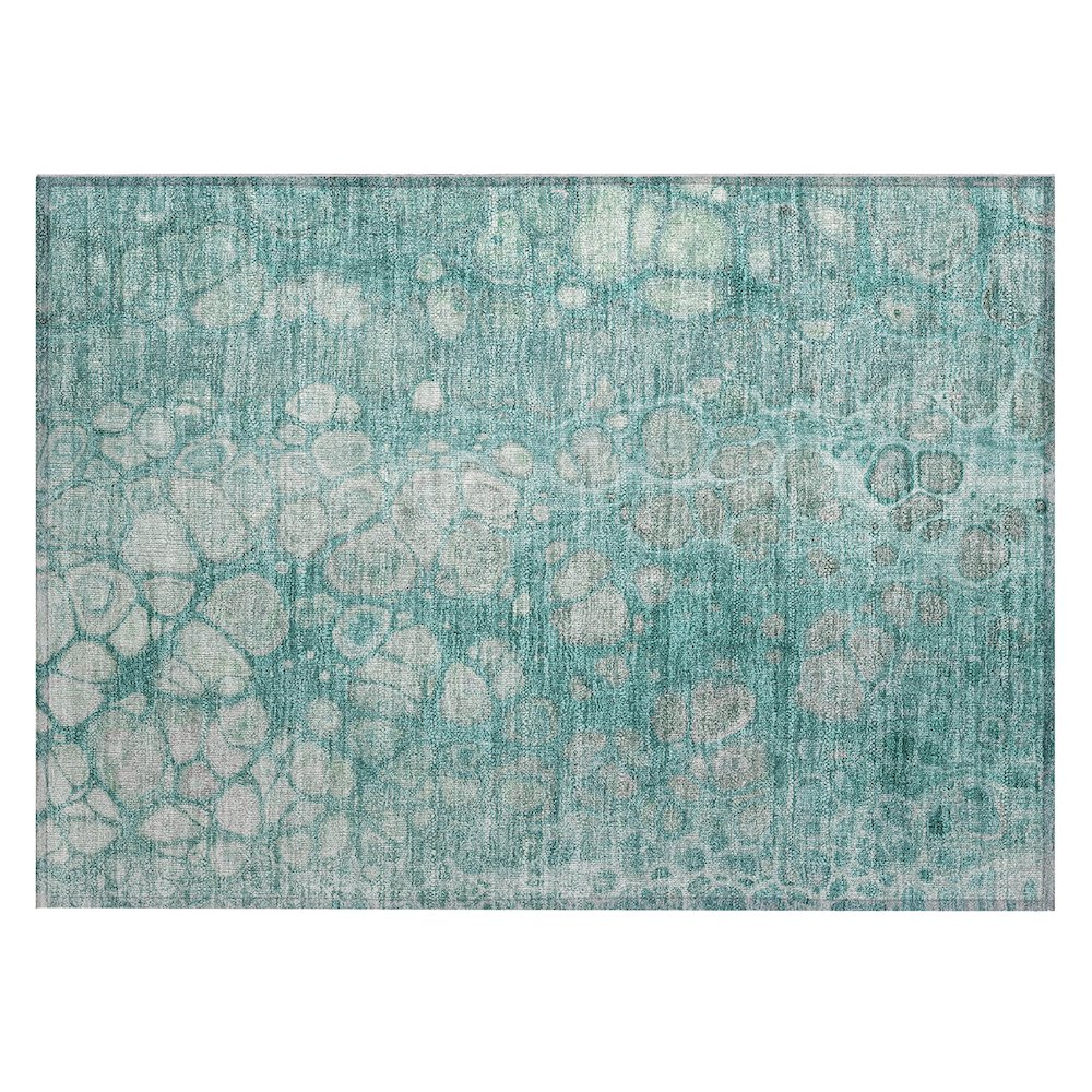 Machine Washable Indoor/Outdoor Chantille Aqua 1'8" x 2'6" Rug
