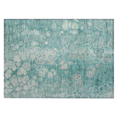 Machine Washable Indoor/Outdoor Chantille Aqua 1'8" x 2'6" Rug