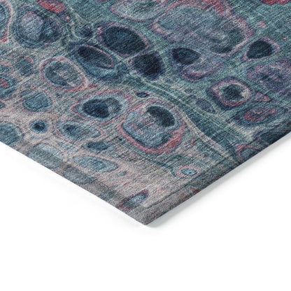 Machine Washable Indoor/Outdoor Chantille Teal 1'8" x 2'6" Rug
