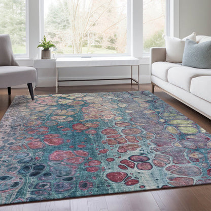 Machine Washable Indoor/Outdoor Chantille Teal 2'6" x 3'10" Rug