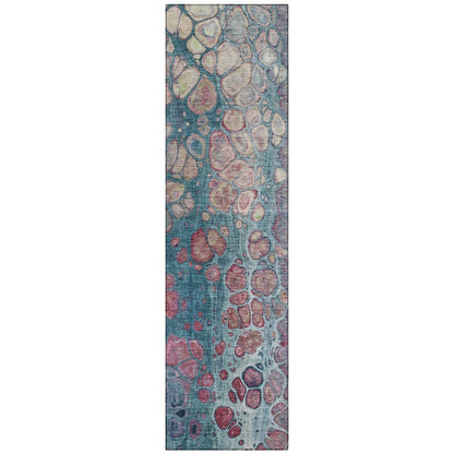 Machine Washable Indoor/Outdoor Chantille Teal 2'3" x 7'6" Runner Rug