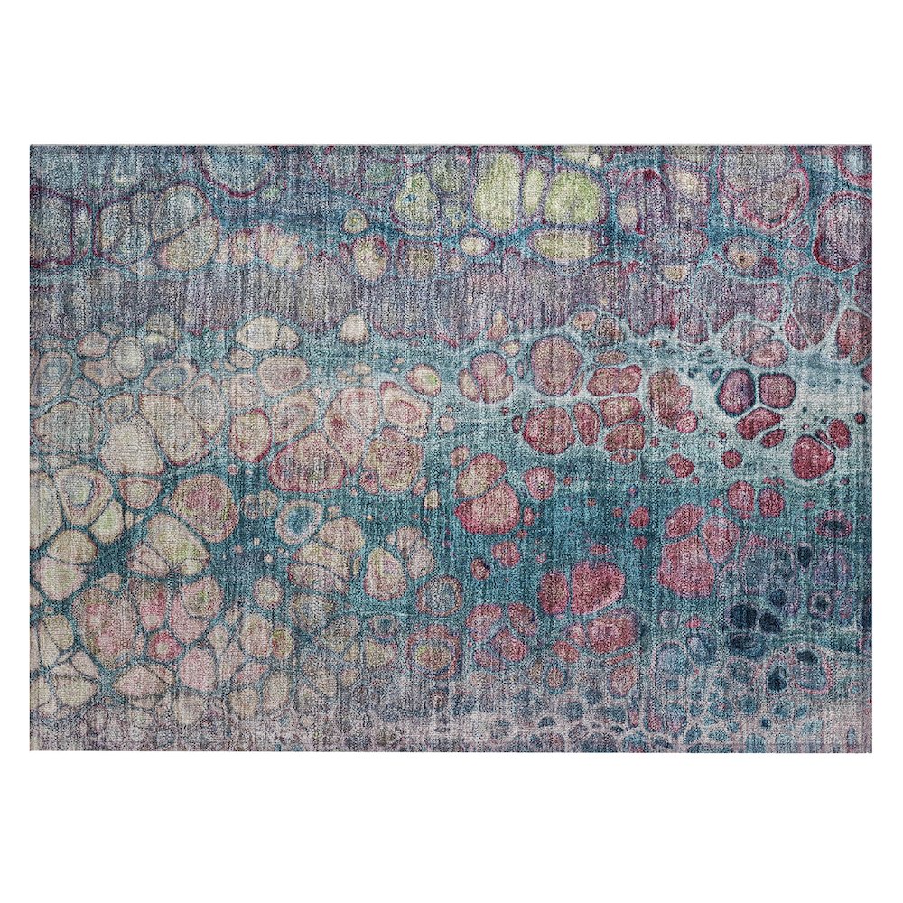 Machine Washable Indoor/Outdoor Chantille Teal 1'8" x 2'6" Rug