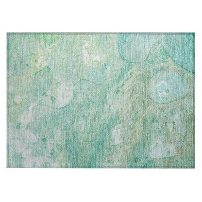 Machine Washable Indoor/Outdoor Chantille Teal 1'8" x 2'6" Rug