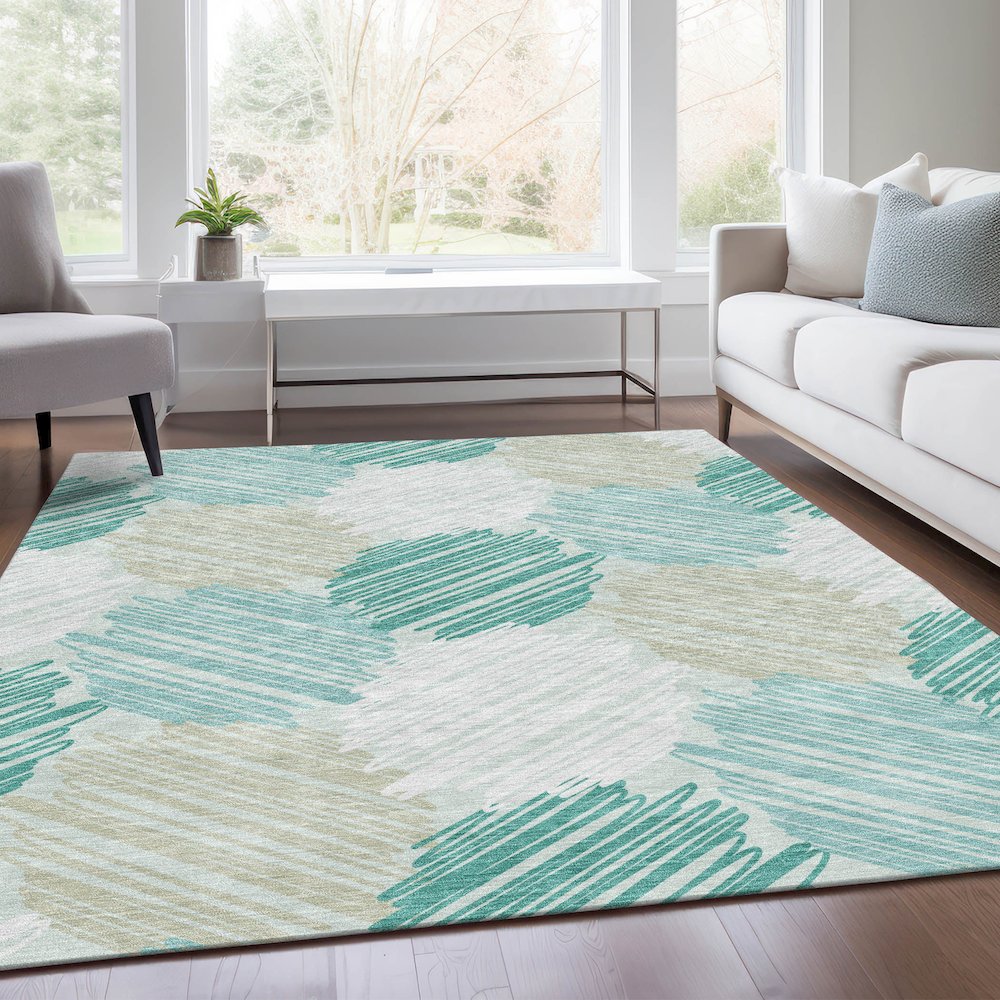Machine Washable Indoor/Outdoor Chantille Teal 2'6" x 3'10" Rug