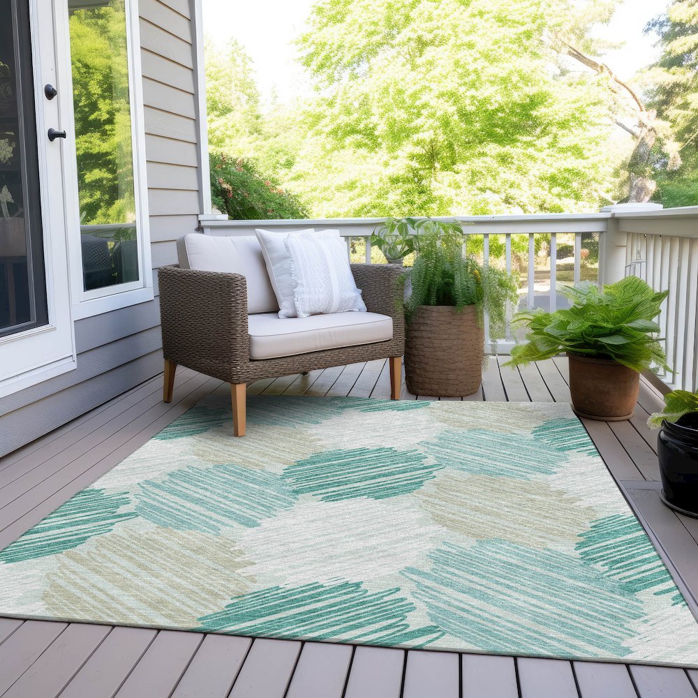 Machine Washable Indoor/Outdoor Chantille Teal 2'6" x 3'10" Rug