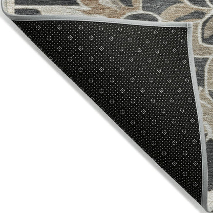 Machine Washable Indoor/Outdoor Chantille Charcoal 1'8" x 2'6" Rug