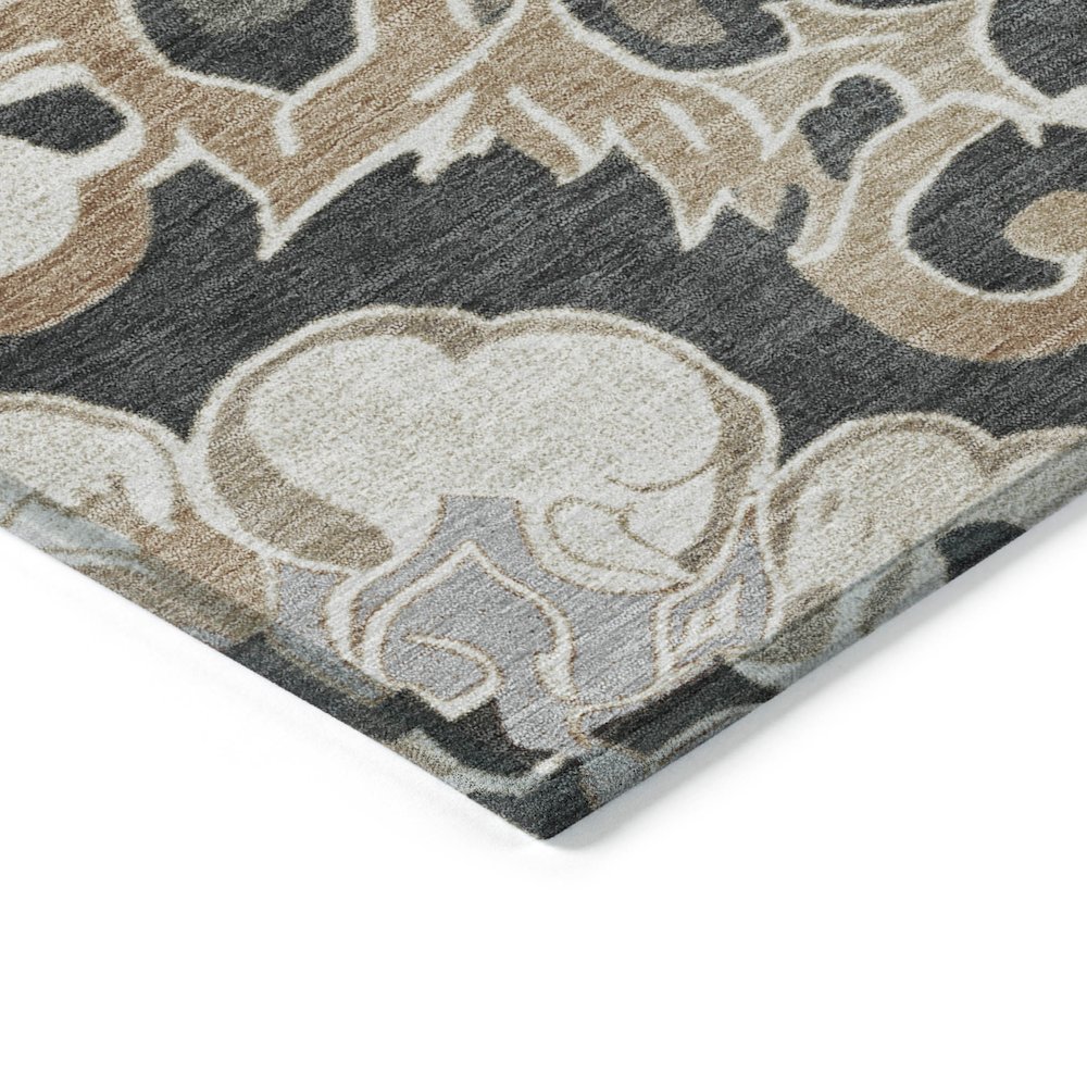 Machine Washable Indoor/Outdoor Chantille Charcoal 1'8" x 2'6" Rug