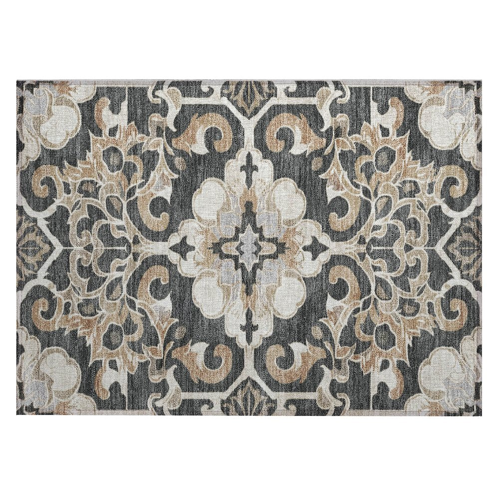 Machine Washable Indoor/Outdoor Chantille Charcoal 1'8" x 2'6" Rug