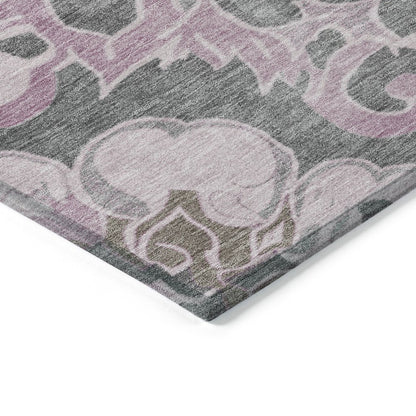 Machine Washable Indoor/Outdoor Chantille Pink 1'8" x 2'6" Rug