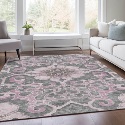 Machine Washable Indoor/Outdoor Chantille Pink 2'6" x 3'10" Rug