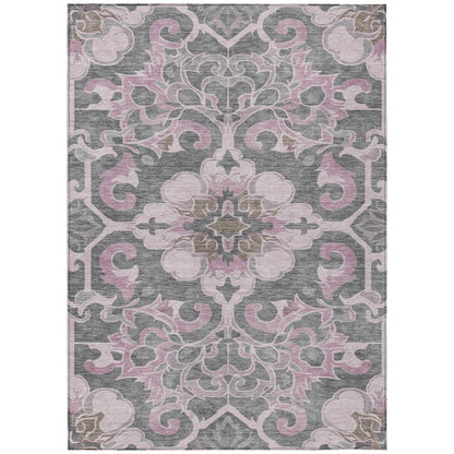 Machine Washable Indoor/Outdoor Chantille Pink 2'6" x 3'10" Rug