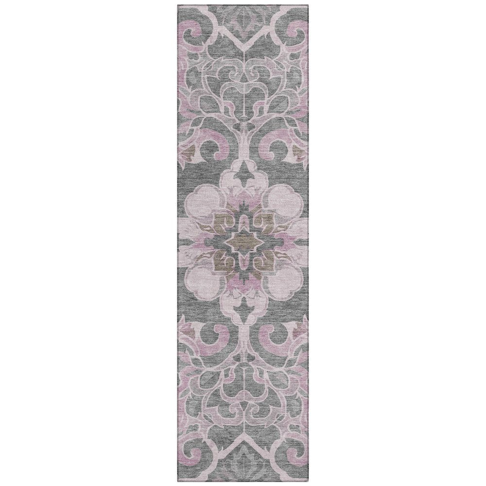 Machine Washable Indoor/Outdoor Chantille Pink 2'3" x 7'6" Runner Rug