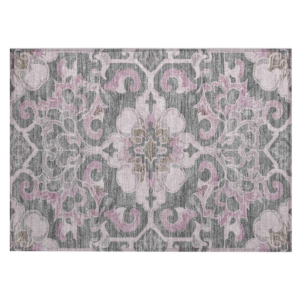 Machine Washable Indoor/Outdoor Chantille Pink 1'8" x 2'6" Rug