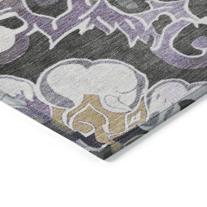 Machine Washable Indoor/Outdoor Chantille Purple 1'8" x 2'6" Rug