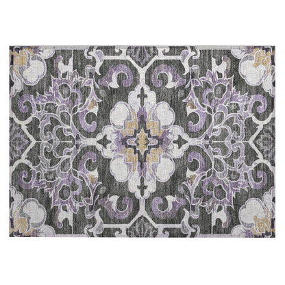 Machine Washable Indoor/Outdoor Chantille Purple 1'8" x 2'6" Rug