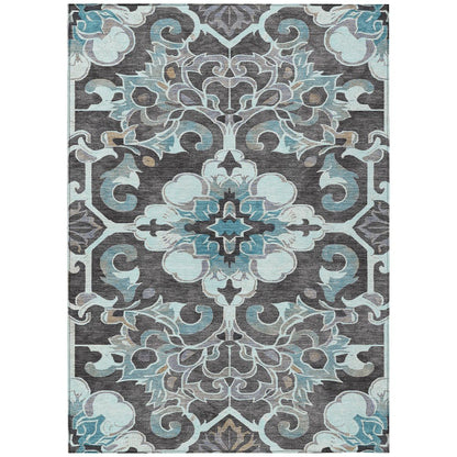 Machine Washable Indoor/Outdoor Chantille Teal 2'6" x 3'10" Rug