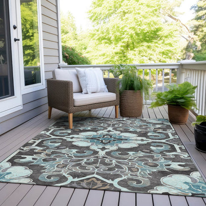 Machine Washable Indoor/Outdoor Chantille Teal 2'6" x 3'10" Rug