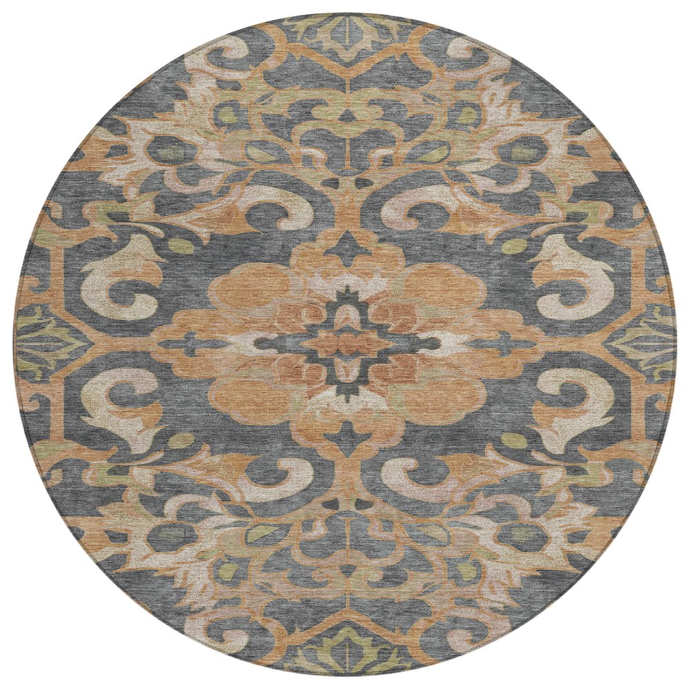 Machine Washable Indoor/Outdoor Chantille Terracotta 8' x 8' Round Rug