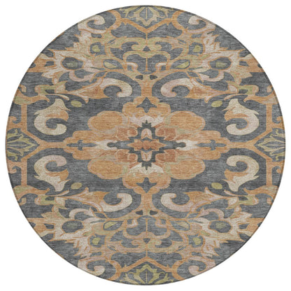 Machine Washable Indoor/Outdoor Chantille Terracotta 8' x 8' Round Rug