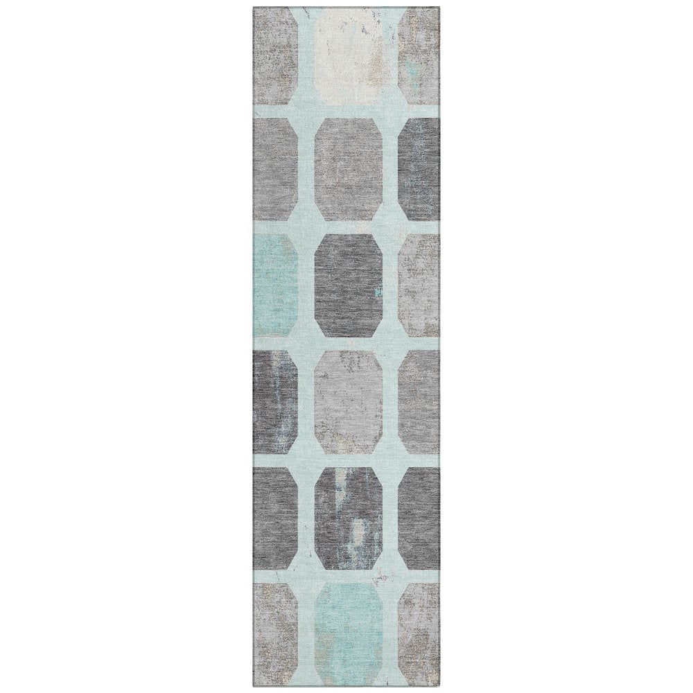 Machine Washable Indoor/Outdoor Chantille Teal 2'3" x 7'6" Runner Rug