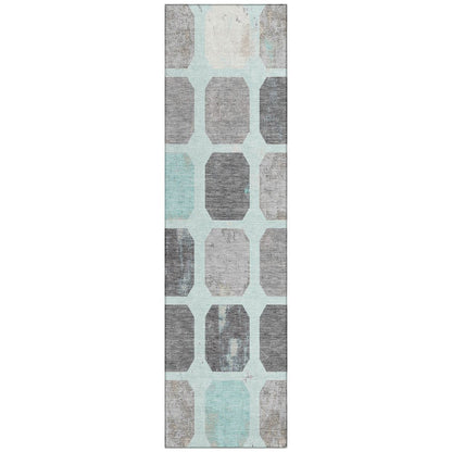 Machine Washable Indoor/Outdoor Chantille Teal 2'3" x 7'6" Runner Rug