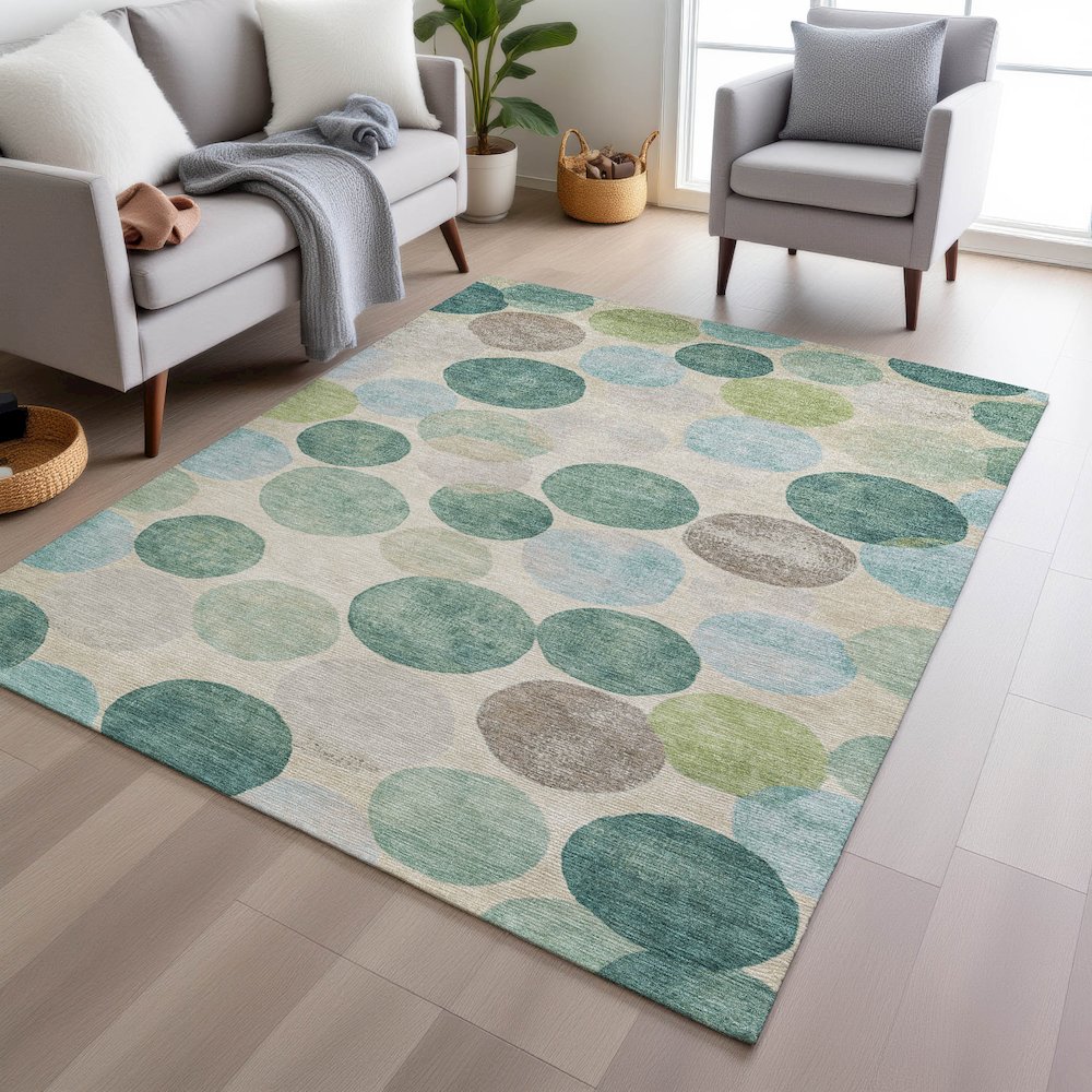 Machine Washable Indoor/Outdoor Chantille Teal 2'6" x 3'10" Rug