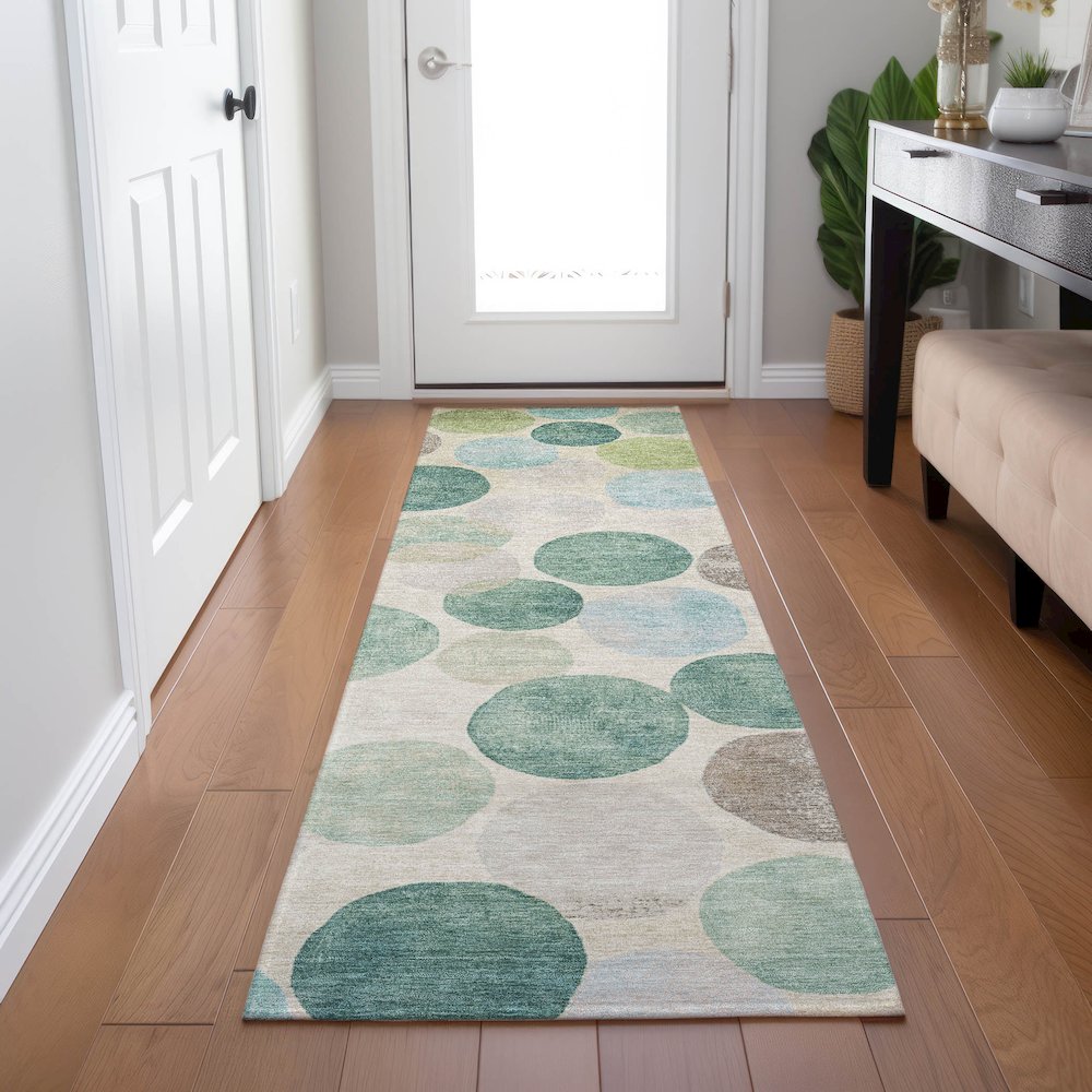 Machine Washable Indoor/Outdoor Chantille Teal 2'3" x 7'6" Runner Rug