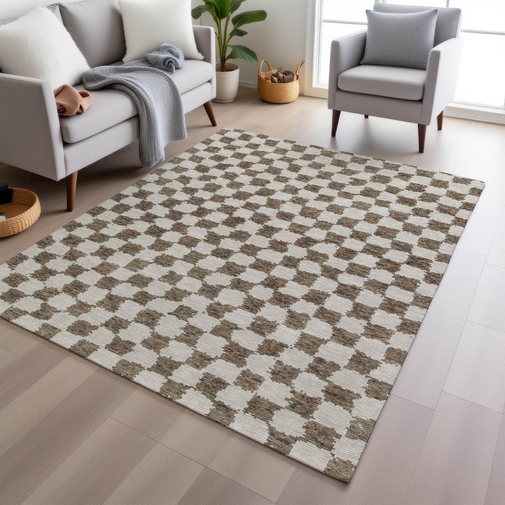 Machine Washable Indoor/Outdoor Chantille Brown 2'6" x 3'10" Rug