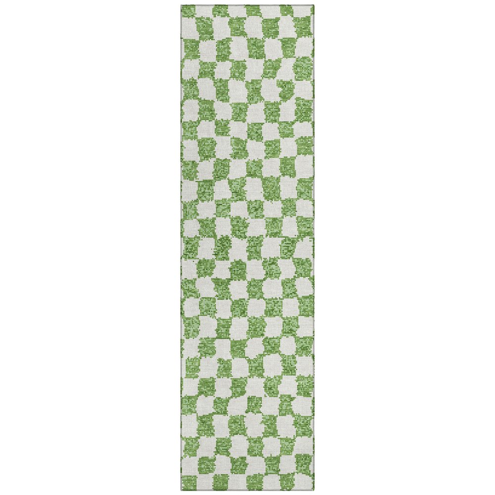 Machine Washable Indoor/Outdoor Chantille Green 2'3" x 7'6" Runner Rug